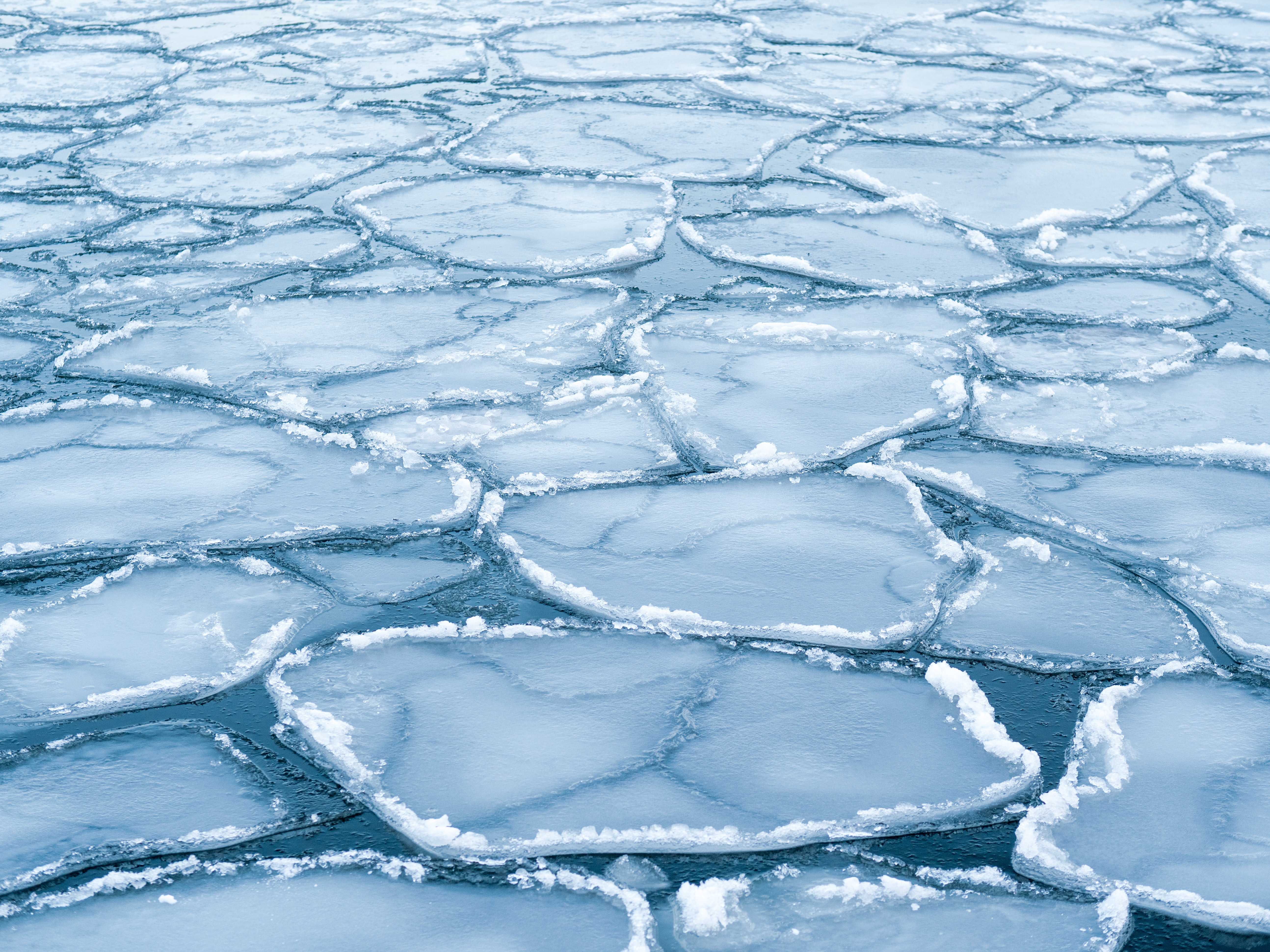 Large pebble shaped sheets of ice