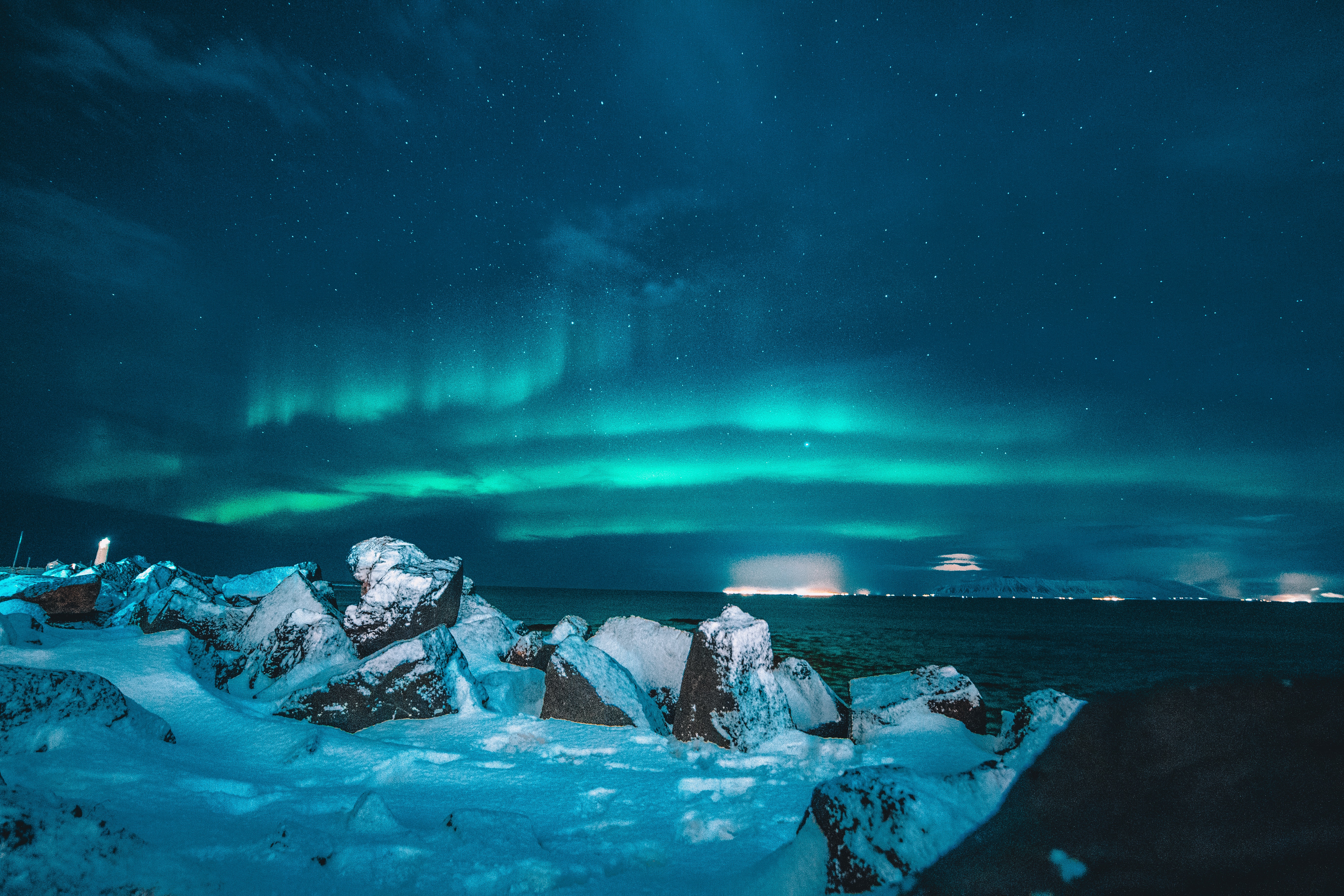 Northern lights over water