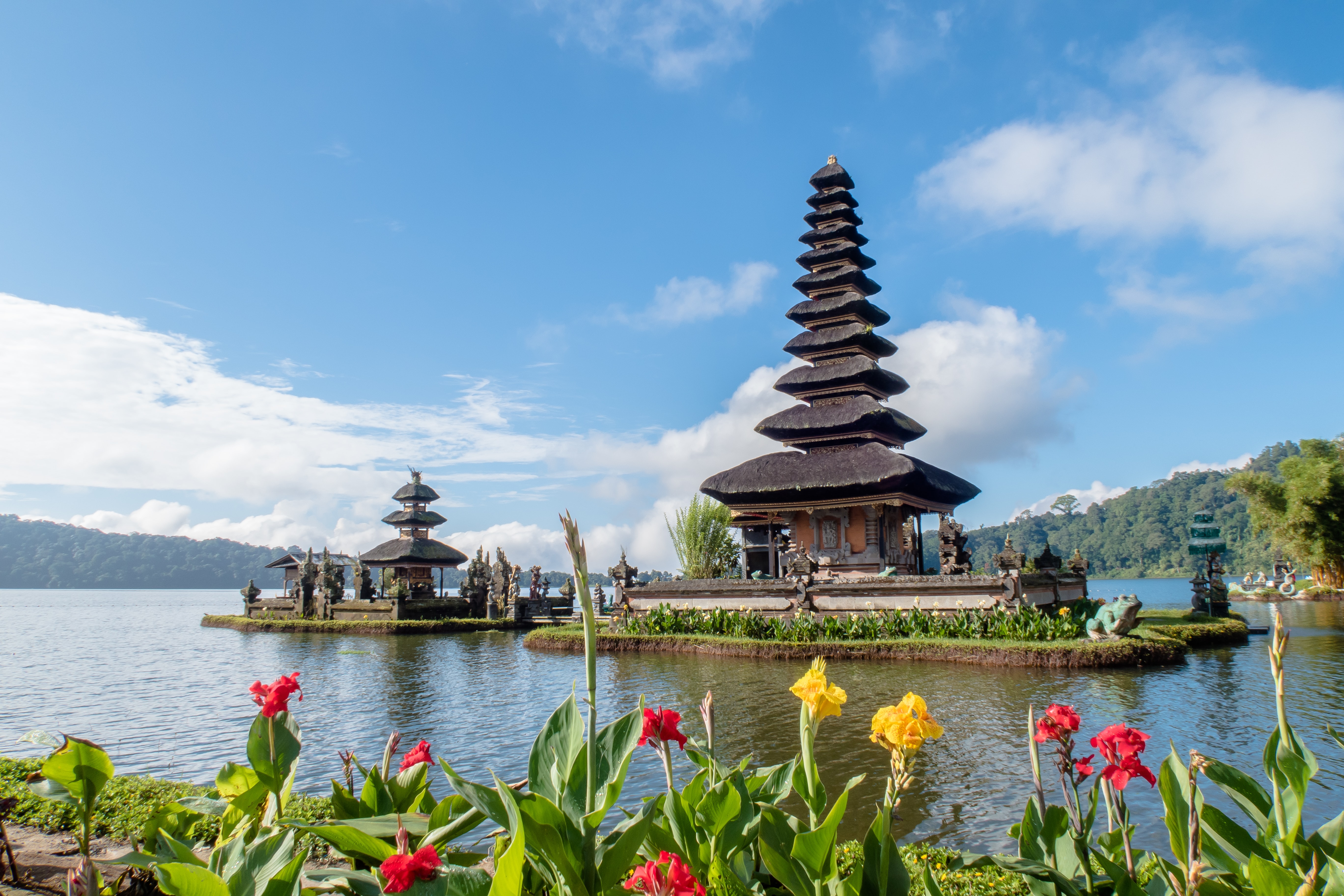 Temple behind flowers